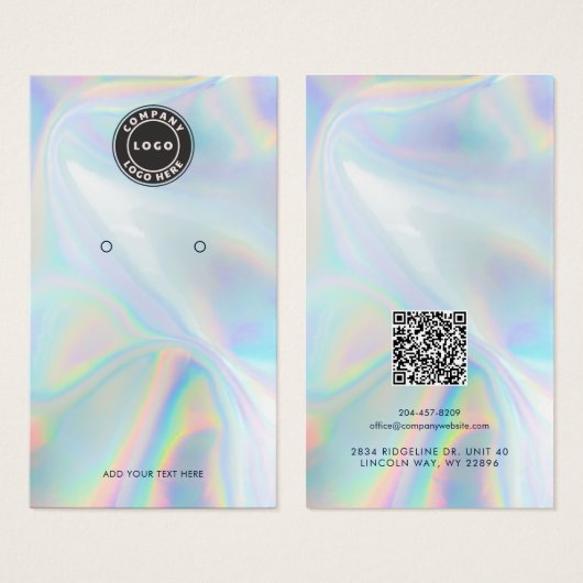 Your Logo QR Code Holographic Earring Display Card (Devant & derrière)