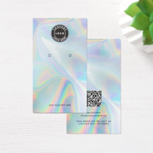 Your Logo QR Code Holographic Earring Display Card (Bureau)