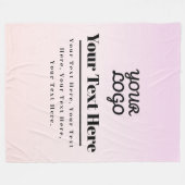 Your Logo & Text | Pink & Peach Ombre Fleece Deken (Voorkant (Horizontaal))