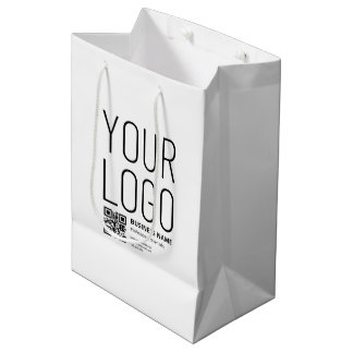 Your Logo w/Editable QR code & Text Medium Cadeauzakje