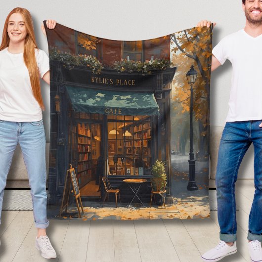 Your Name Fall Fleece Blanket Bookish Coffee Shop Deken