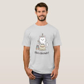 "Your name" Festive Birthday Cat with Cake Graphic T-shirt (Voorkant volledig)