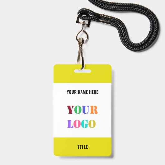 Your Name Logo Info Branded Business Badge Example (Arrière avec lanière)