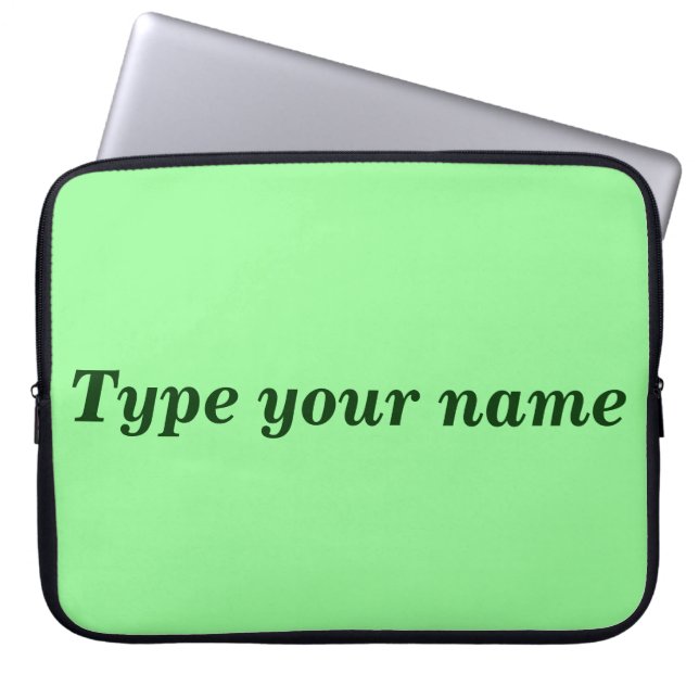Your Name on Light Green Laptop Sleeve (Voorkant)