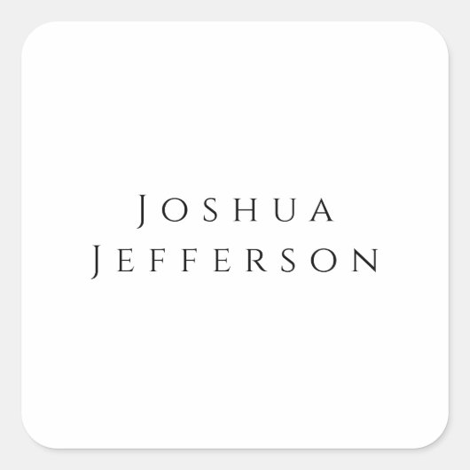 Your Name Professional Creative Plain Black White Vierkante Sticker (Voorkant)