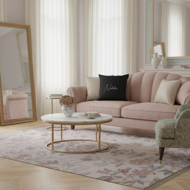  Your name script elegant chic black and white  Kussen (Creator heeft geüpload)