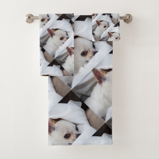 Your pet dog puppy custom photo chihuahua pattern bad handdoek (Insitu)
