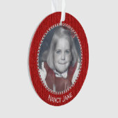 Your Photo Red Knit Pattern Picture Frame Ornament (voorkant)