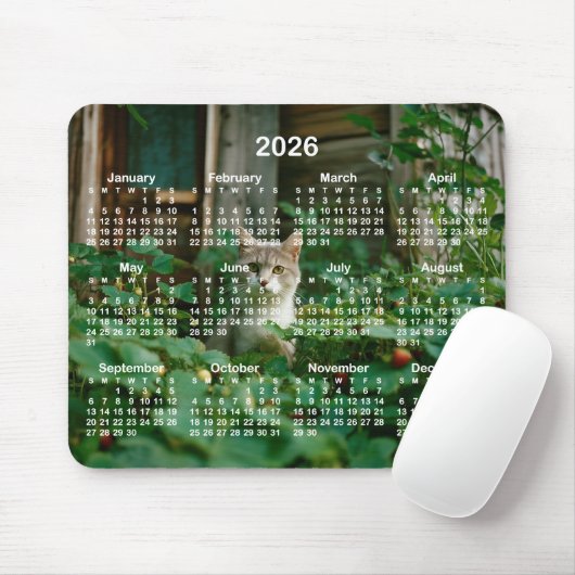 Your Photo White Numbers 2026 Calendar Muismat (Met muis)