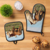 Your scratch my back, I'll scratch yours. Horses Ovenwant & Pannenlap Set (Top down)