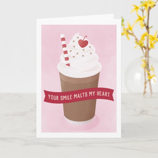 Your Smile Malts My Heart Valentine's Card Kaart (Gele Bloem)