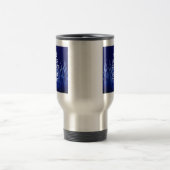 Your Text on Keep Calm on Navy Blue Racing Flames Reisbeker (Center)