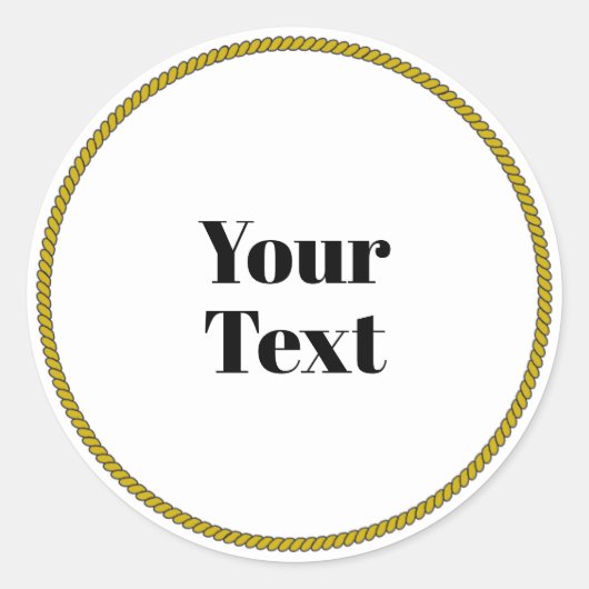 Your Text Template, white circle, black text, Ronde Sticker (Voorkant)