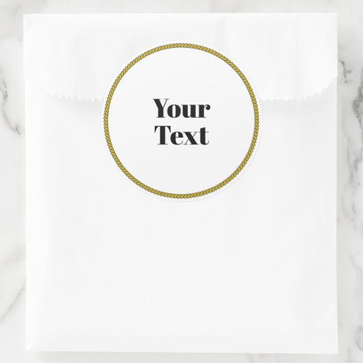 Your Text Template, white circle, black text, Ronde Sticker (Tas)