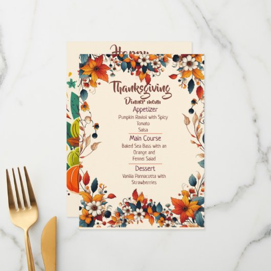 YOUR THANKSGIVING DINNER WITH A CUSTOMIZED MENU (Devant/Arrière en situation)