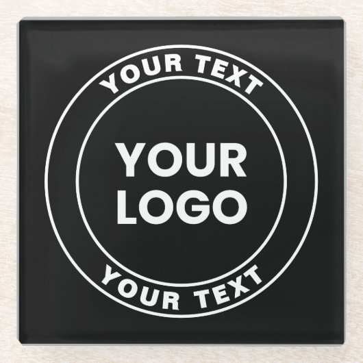 Your Uploaded Logo + Bold Circular Text  Glazen Onderzetter (Voorkant)