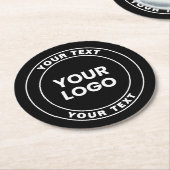 Your Uploaded Logo + Bold Circular Text Ronde Kartonnen Onderzetter (Gebogen)