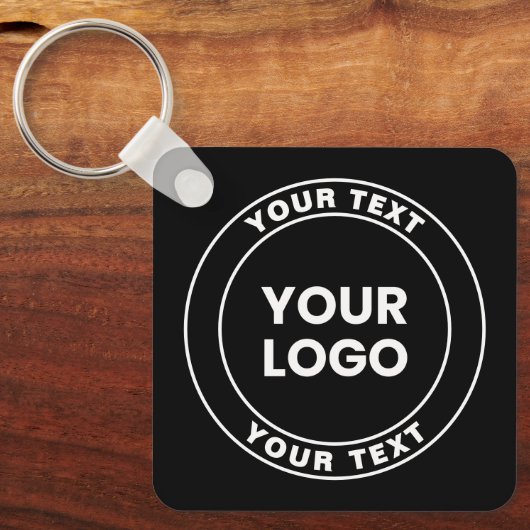Your Uploaded Logo + Bold Circular Text  Sleutelhanger (Voorkant)