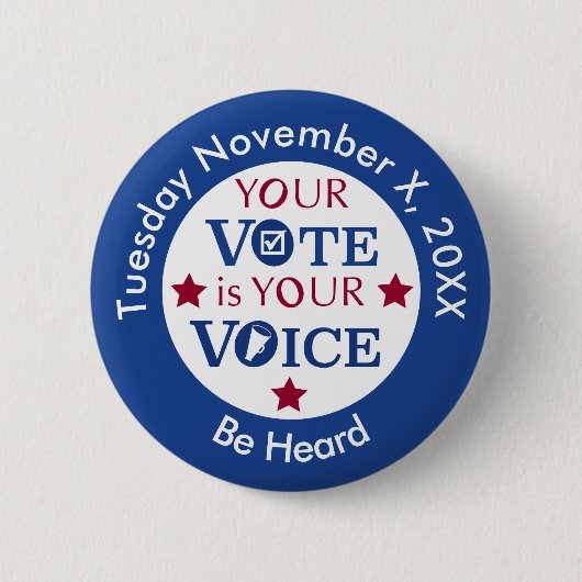 Your Vote is Your Voice Custom Message Ronde Button 5,7 Cm (Voorkant)