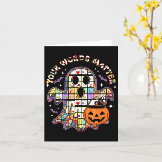 Your Word Slp Speech Therapy Aac Ghost Halloween Kaart (Gele Bloem)