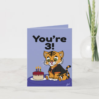 You're 3 Tiger Cub Happy Birthday Card Kaart