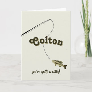 You're a Catch Green Fishing Valentine's Card Kaart