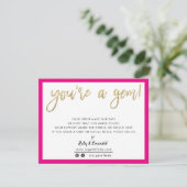 YOU'RE A GEM modern bedankt gouden glitter script (Staand voorkant)
