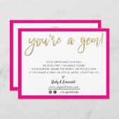 YOU'RE A GEM modern bedankt gouden glitter script (Voorkant / Achterkant)