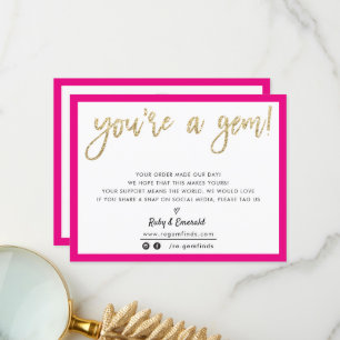 YOU'RE A GEM modern bedankt gouden glitter script
