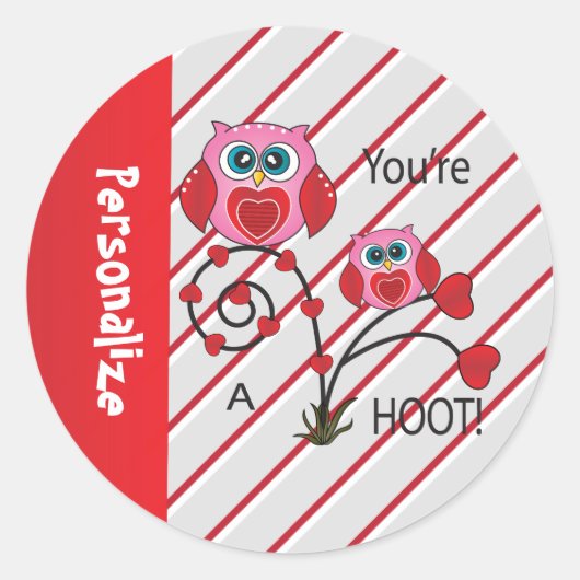 You're a Hoot Valentine Owl Ronde Sticker (Voorkant)