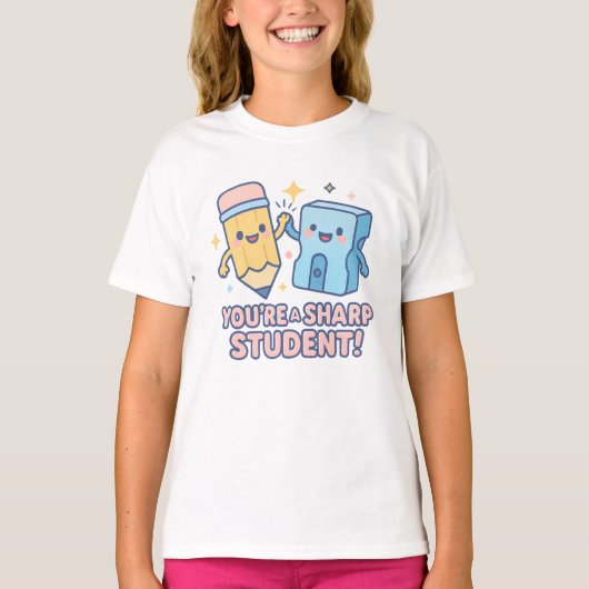 You're a Sharp Student – Cute Pencil & Sharpener B T-shirt (Voorkant)