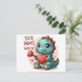 Youre Dinomite Valentijn Schattigee Dinosaur Liefd Briefkaart (Staand voorkant)