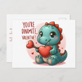 Youre Dinomite Valentijn Schattigee Dinosaur Liefd Briefkaart (Voorkant / Achterkant)