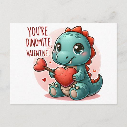 Youre Dinomite Valentijn Schattigee Dinosaur Liefd Briefkaart (Voorkant)