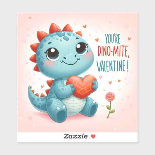 Youre Dinomite Valentijn Schattigee Dinosaur Liefd Sticker (Vel)