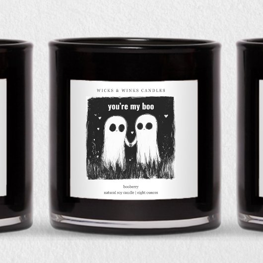 You're My Boo Funny Halloween Candle Label Square