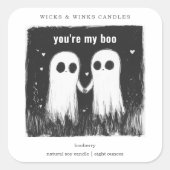 You're My Boo Funny Halloween Candle Label Square (Voorkant)