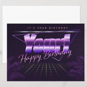 Youri Nom carte rétro lilas pour un anniversaire