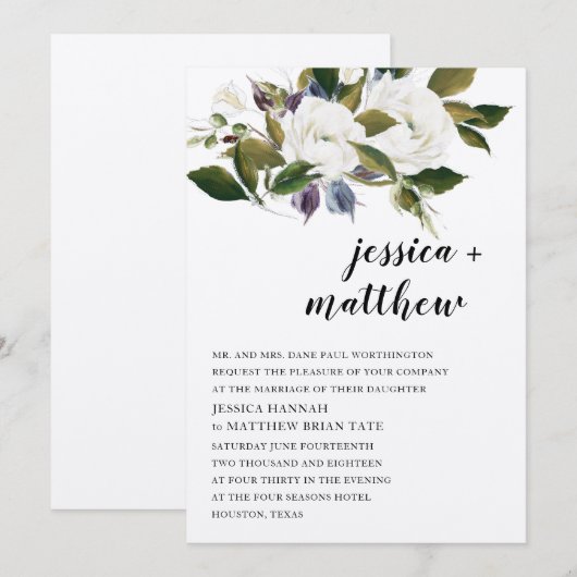 Yours Truly Wedding Invitation Kaart (Voorkant / Achterkant)