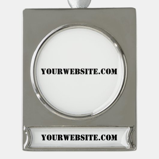 YourWebSite.com Verzilverd Banner Ornament (Voorkant)