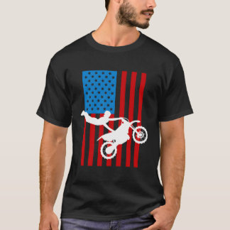 Youth Motorcycle USA Flag Dirt Bike Racing Kinder T-shirt