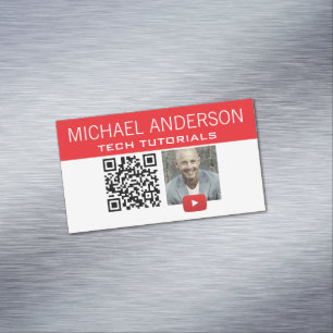 YouTube-kanaal logo en QR-code   Moderne YouTuber Magnetisch Visitekaartje
