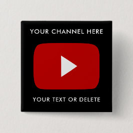 YouTube Kanaalnaam en Tekst Aangepaste Zwart Vierk Vierkante Button 5,1 Cm