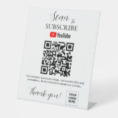 YouTube Subscription QR Code Pedestal Sign Reclamebord Met Voetstuk (Voorkant)