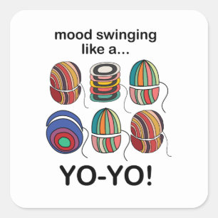 Yoyo Stemming Wisselende stemming als een jojo Gra Vierkante Sticker