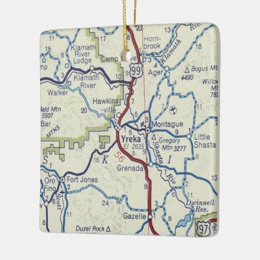Yreka CA  Map Keramisch Ornament (Links)