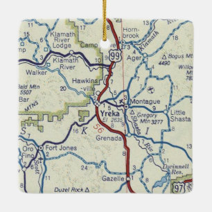 Yreka CA  Map Keramisch Ornament