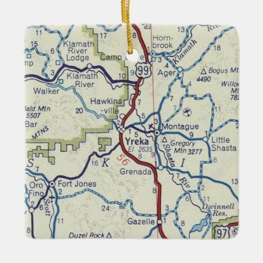 Yreka CA  Map Keramisch Ornament (Voorkant)