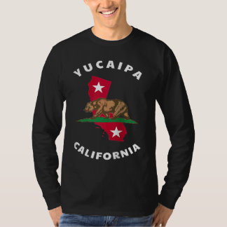 Yucaipa California CA Flag and Bear Badge Souvenir T-shirt