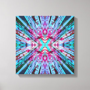 Yucca Op Art in Turquoise Canvas Afdruk